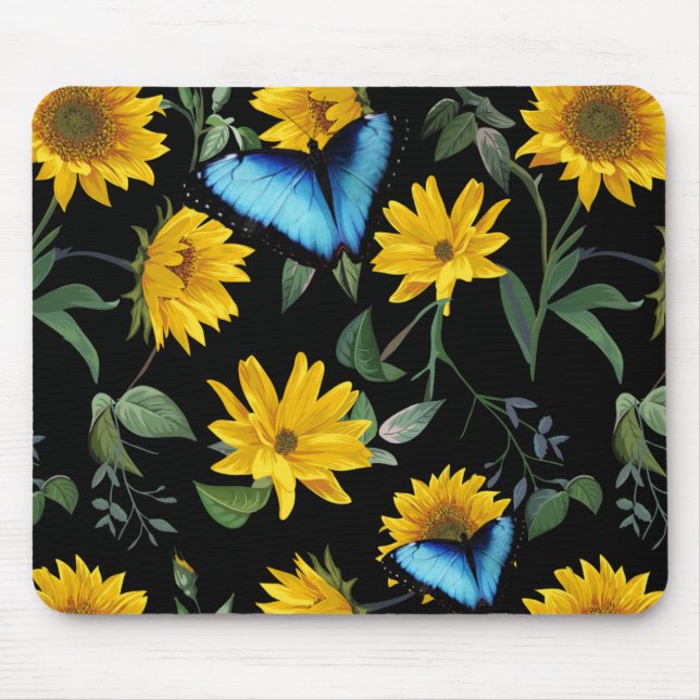 Flowers and butterflies mouse pad (Front)
