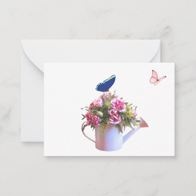 Flowers And Butterflies Note Cards (Front)