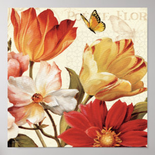 Flowers and Butterflies Poster