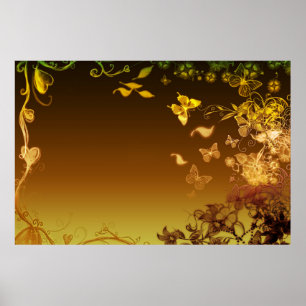Flowers and Butterflies Poster
