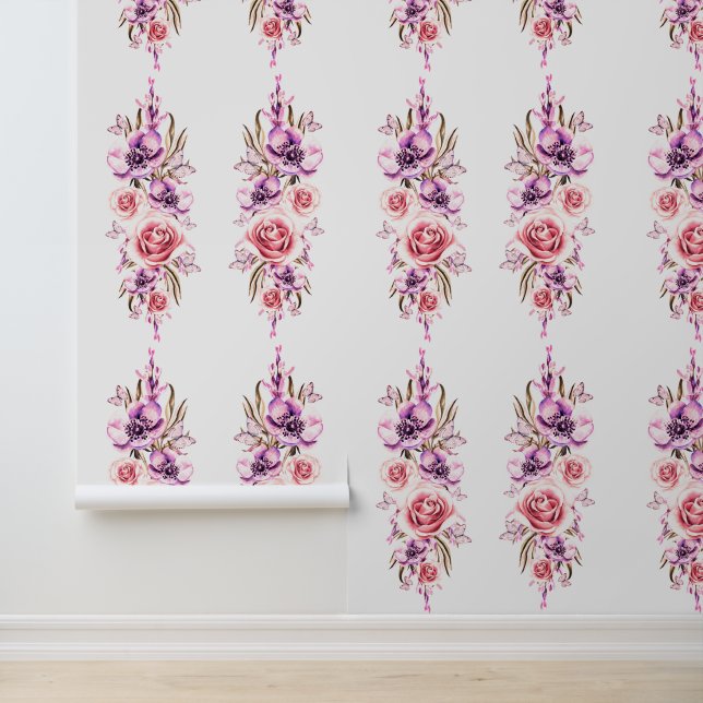 Flowers and Butterflies Retro Design Wallpaper (Application)