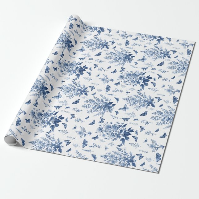 Flowers and butterflies wrapping paper (Unrolled)