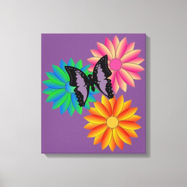 Flowers and Butterfly Canvas Print (Front)