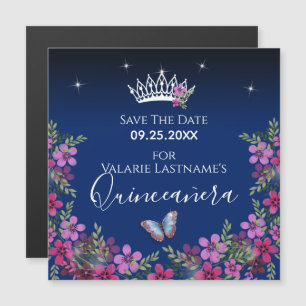 Flowers and Butterfly Quinceanera Save the Date