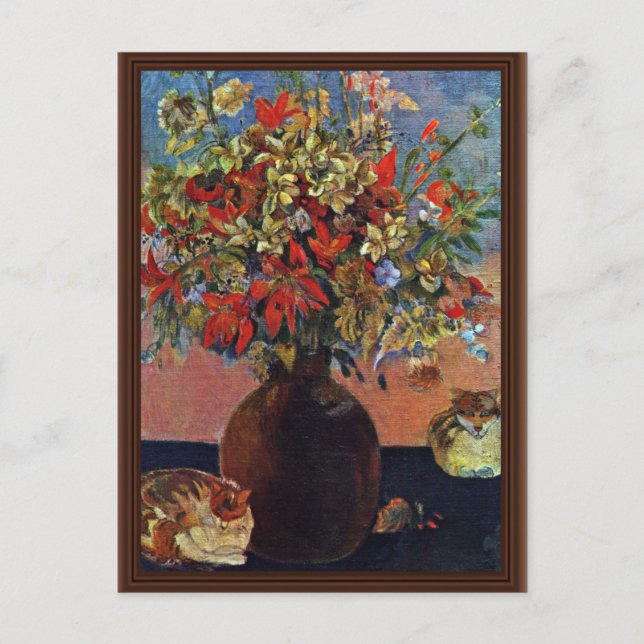 Flowers And Cats By Gauguin Paul (Best Quality) Postcard (Front)
