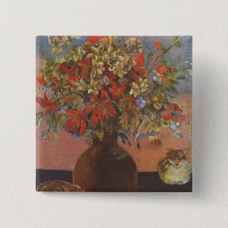 Flowers and cats - Paul Gauguin 2 Inch Square Button