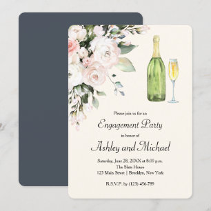Flowers and Champagne Engagement Party Invitation