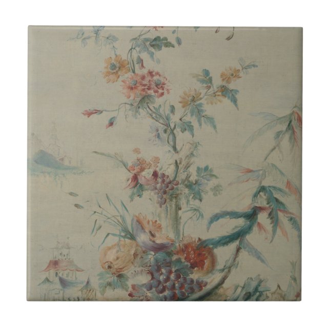 Flowers and Chinoiserie Tile (Front)
