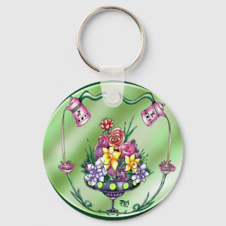 Flowers and Coffee Keychain