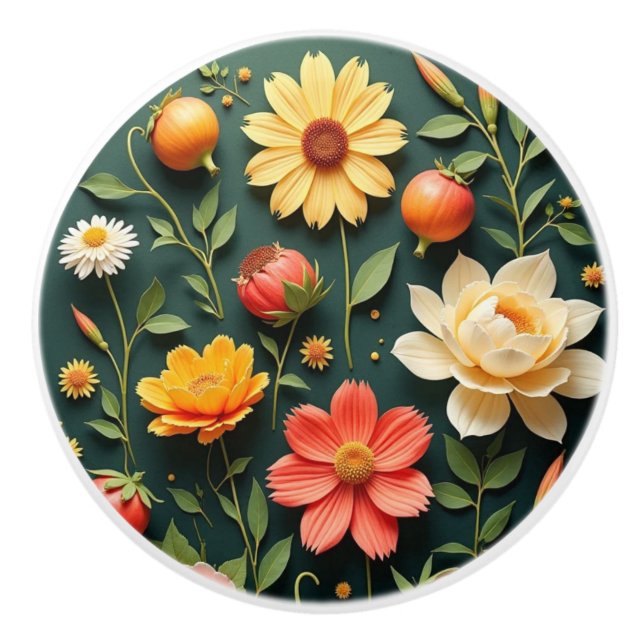 FLOWERS AND COLORS CERAMIC KNOB (Front)