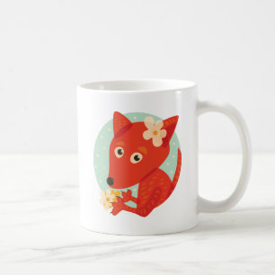 Flowers And Cute Fox Coffee Mug