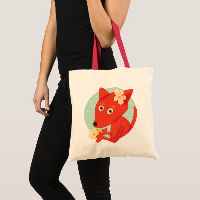 Flowers And Cute Fox Tote Bag (Front (Product))