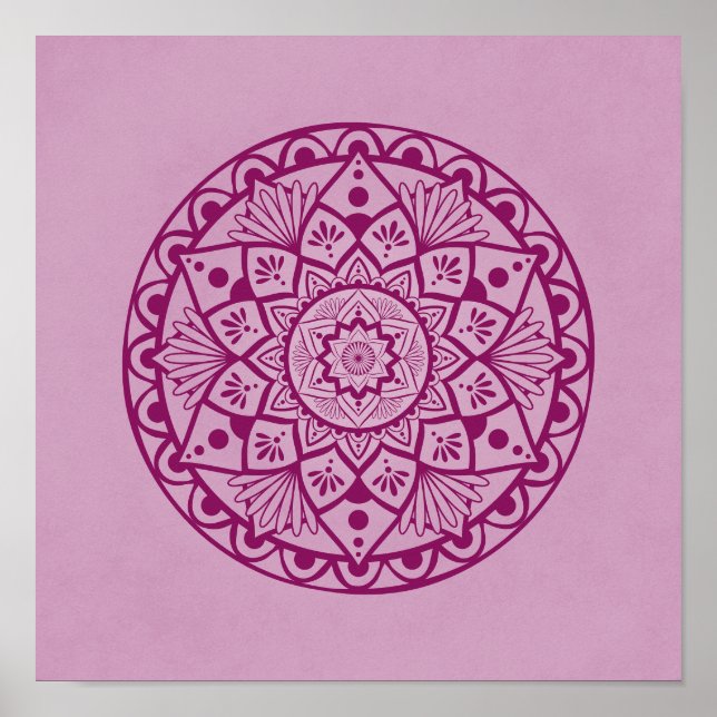 Flowers and Dots Mandala - Fuschia Pink Print (Front)