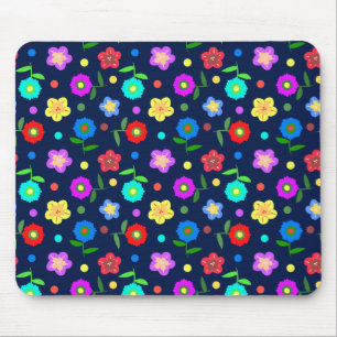 Flowers and Dots Mouse Pad