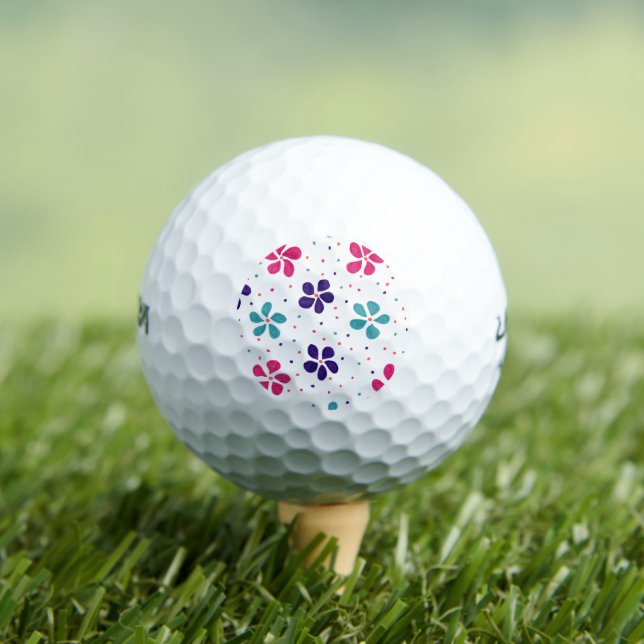 Flowers and Dots Pattern Golf Balls (Insitu Tee)