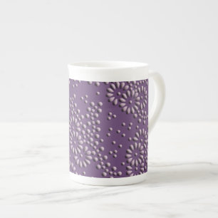 Flowers and dots purple japanese pattern bone china mug