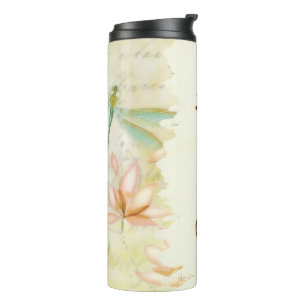 Flowers and dragonfly personalized thermal tumbler