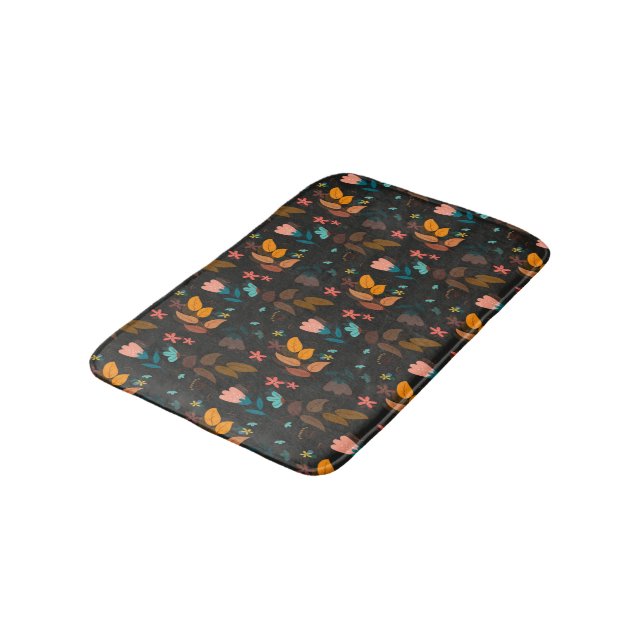 Flowers and dry leaves pattern bath mat (Angled)