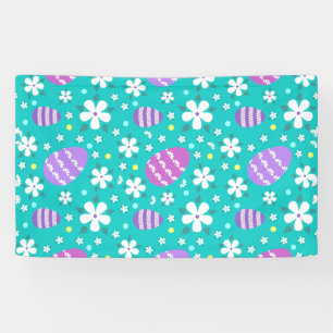 Flowers and Easter Eggs-Easter Pattern-Cute   Banner