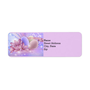 Flowers and eggs on a colourful pastel background