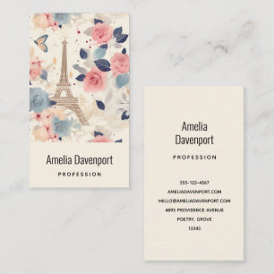 Flowers and Eiffel Tower Paris Pattern Business Card