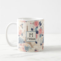Flowers and Eiffel Tower Paris Pattern Monogram
