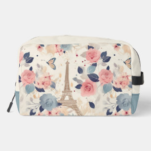 Flowers and Eiffel Tower Paris Travel Pattern Dopp Kit
