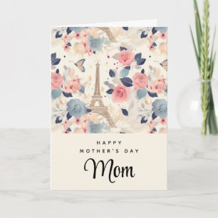 Flowers and Eiffel Tower Pattern Mother's Day Card