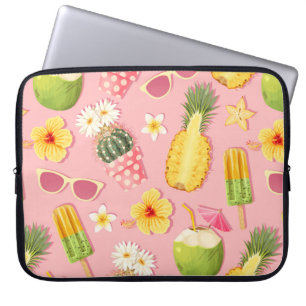 Flowers and exotic fruits vintage seamless pattern laptop sleeve