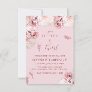 Flowers and Fairy Birthday Invitation