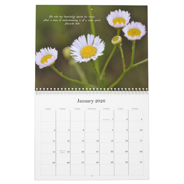 Flowers and Faith Bible Verses Calendar 2024 (Jan 2026)