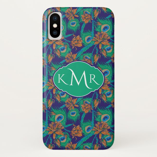 Flowers And Feathers | Monogram Case-Mate iPhone Case (Back)