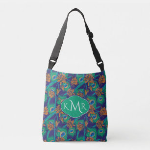 Flowers And Feathers   Monogram Crossbody Bag