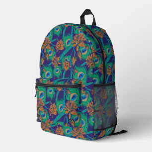 Flowers And Feathers Printed Backpack