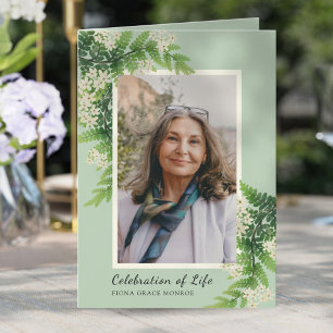 Flowers and Ferns Photo Memorial Folded Program