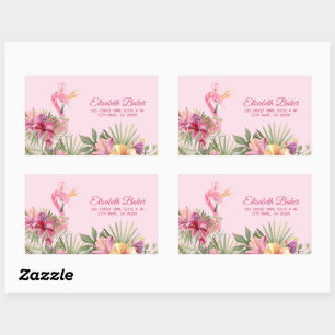 Flowers And Flamingo Sticker