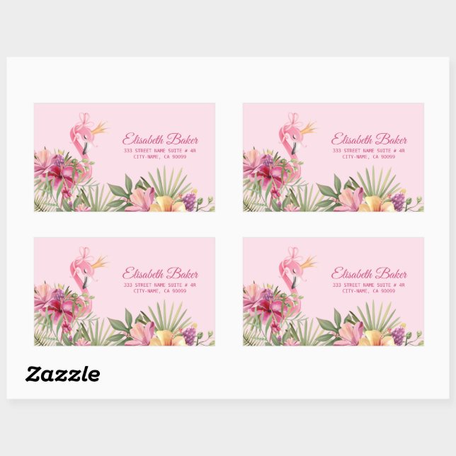 Flowers And Flamingo Sticker (Sheet)