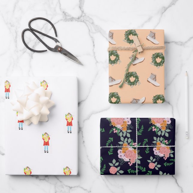 flowers and friend wrapping paper set (Front)