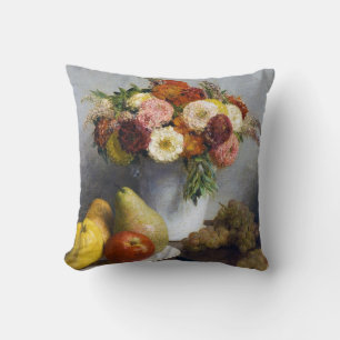 Flowers and Fruit, Henri Fantin-Latour Throw Pillow