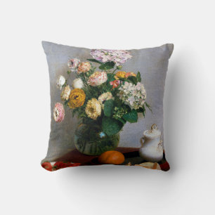 Flowers and Fruit, Henri Fantin-Latour Throw Pillow