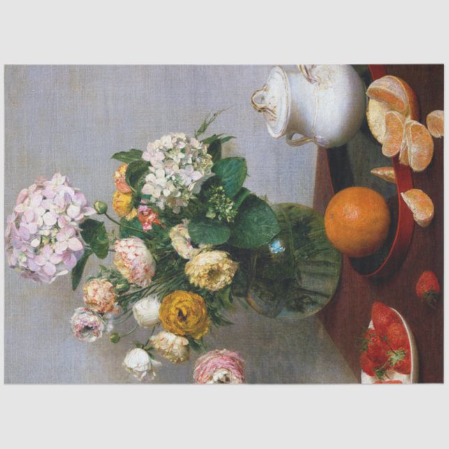 Flowers and Fruit, Henri Fantin-Latour Tissue Paper (Front)