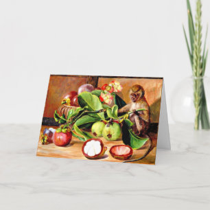 Flowers and fruit of Mangosteen; Singapore Monkey, Card