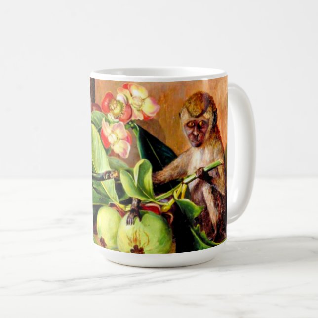 Flowers and fruit of Mangosteen; Singapore Monkey Coffee Mug (Front Right)