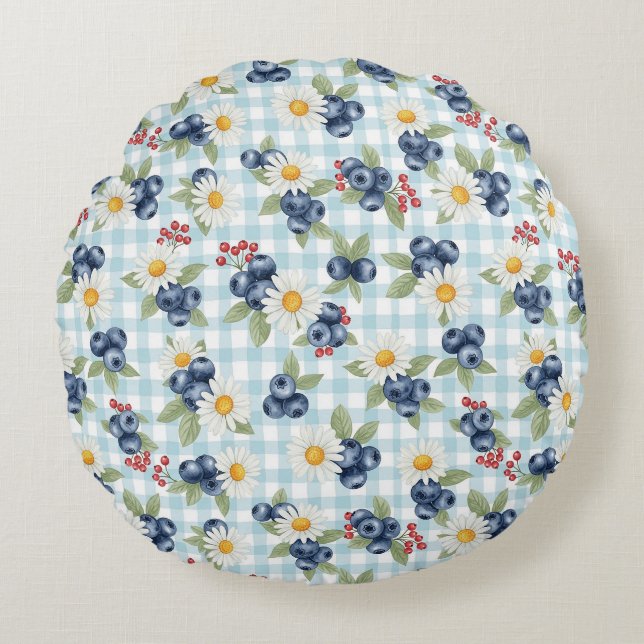 Flowers and Fruits Round Pillow (Front)