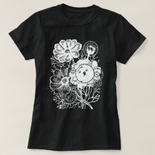Flowers And Gears White T-Shirt