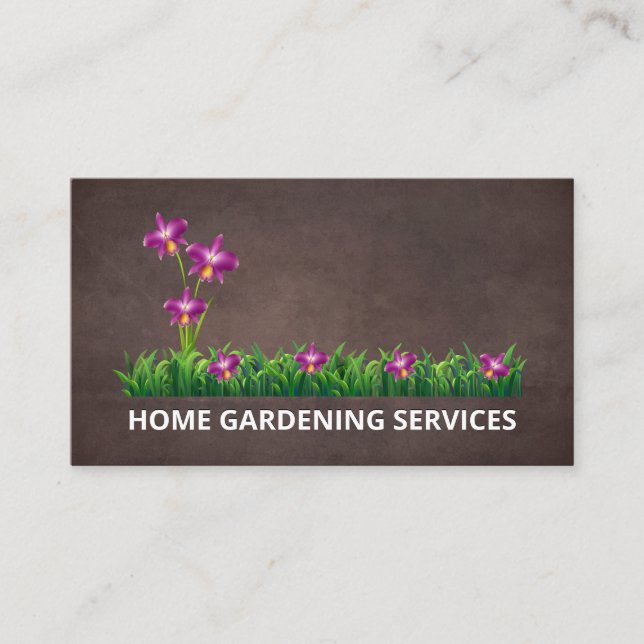 Flowers and Grass | Gardening Services Business Card (Front)