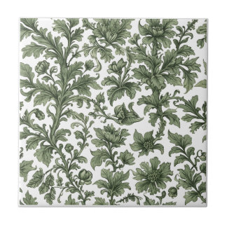 flowers and green leaves tile