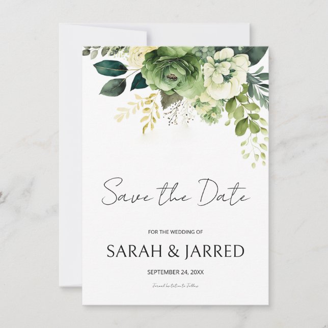 Flowers And Greenery Save The Date (Front)
