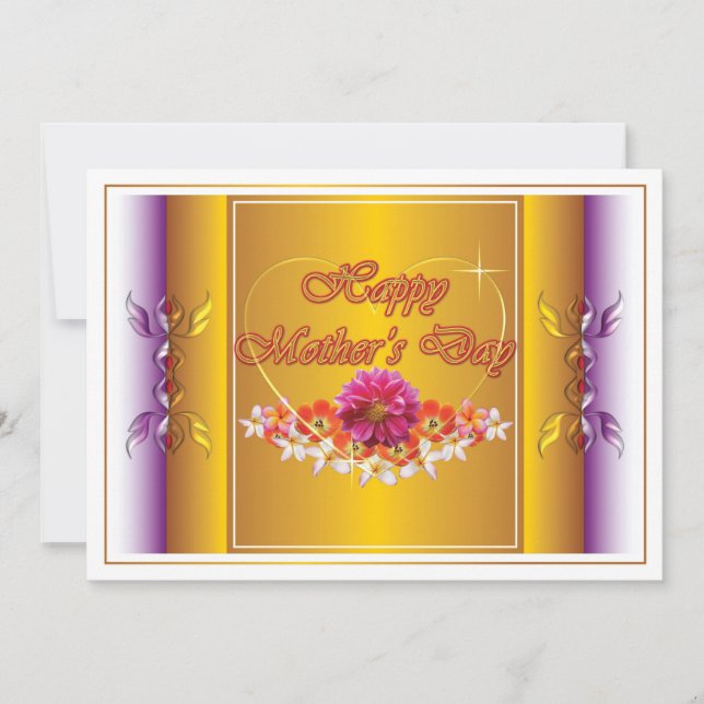 Flowers and Heart Design Happy Mother's Day Card (Front)