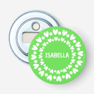 Flowers And Hearts Name Bottle Opener